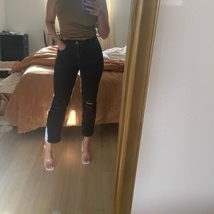 Abercrombie & Fitch Ankle Straight Ultra High Rise in Black